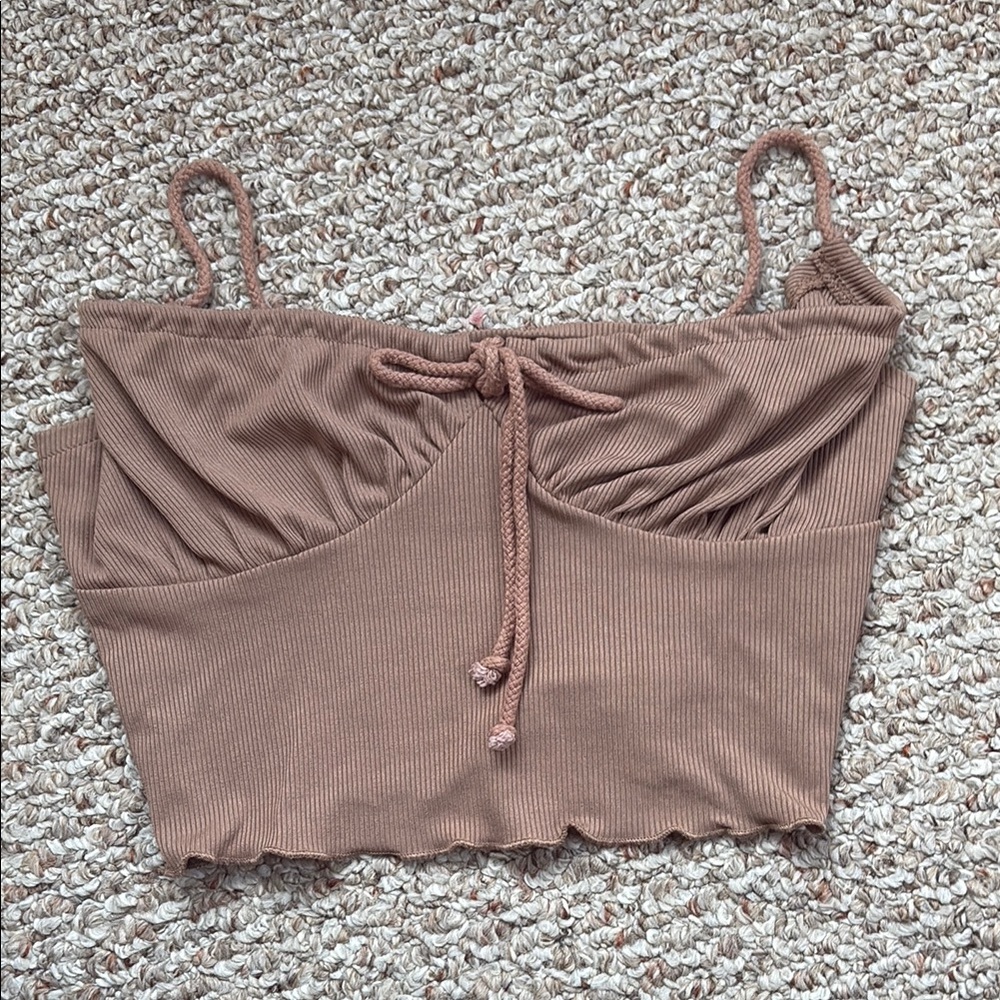 Hollister Pink Camisole Crop Top with Ruched Tie Front